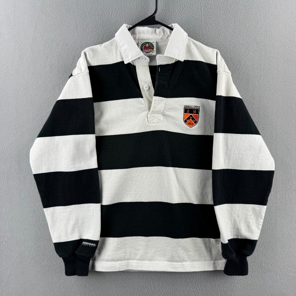 Kimball Union Rugby Shirt Mens Small Cotton Long Sleeve Polo Preppy Y2K Jersey